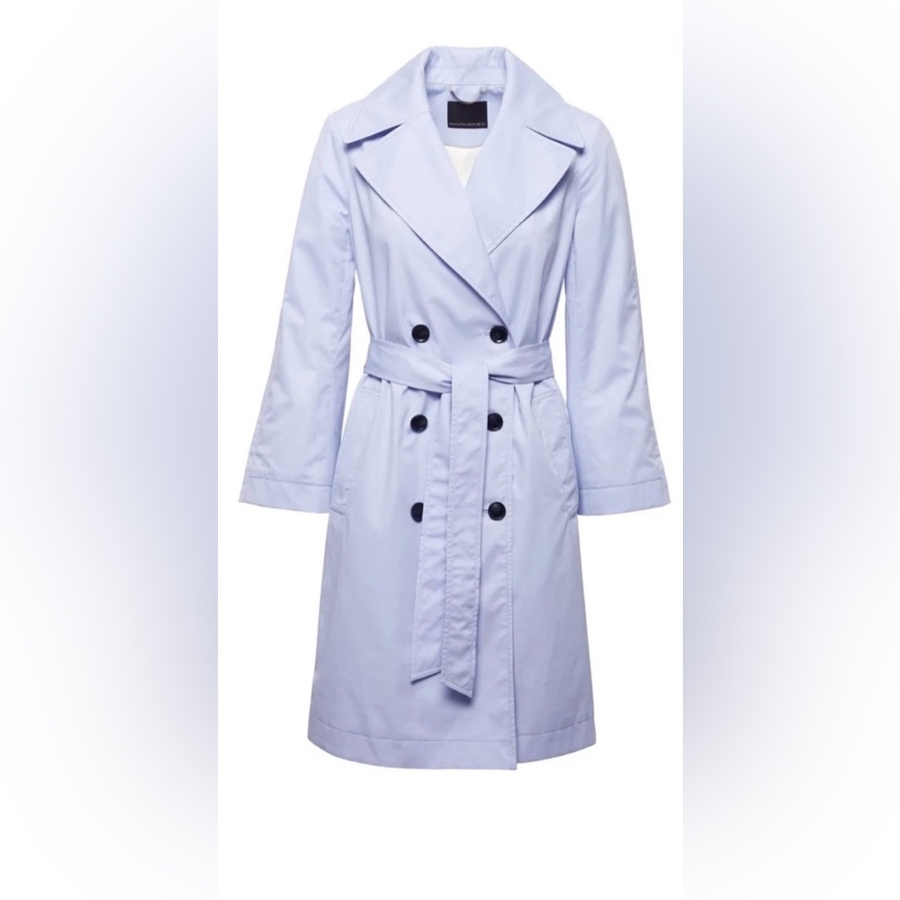 Banana Republic Water-Resistant Modern Trench Coat in Blue. Size Medium - Picture 4 of 12